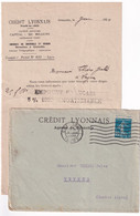 SEMEUSE PERFORE / PERFIN - 1920 - ENVELOPPE Du CREDIT LYONNAIS AGENCE De GRENOBLE (ISERE) => VEYNES - Otros & Sin Clasificación