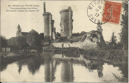 MEHUN SUR YEVRE ( Cher ) , Vue Panoramique Des Ruines De L'ancien Château De Charles VII , 1917 - Mehun-sur-Yèvre