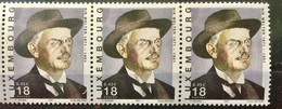 LUXEMBOURG 2001 MNH STAMP ON ERROR  NIK WELTER BACK SIDE PRINT ERROR - Abarten & Kuriositäten