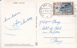 ARMEE FRANCAISE EN ALLEMAGNE - 1954 - TIMBRE FRANCAIS YVERT N°956 SEUL Sur CP De LINDAU (BAVIERE) => PARIS - Military Postmarks From 1900 (out Of Wars Periods)