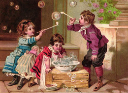 5 Cartes   Bulles De Savon Soap Bubbles Zeepbellen Menu 1884 - Andere & Zonder Classificatie