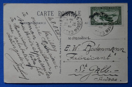 Q26 MAROC BELLE CARTE 1924  CASABLANCA POUR ST GALLE SUISSE+ LE PORT  + AFFRANCH. INTERESSANT - Covers & Documents