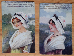 Daillements Ou Chants Populaires De Lorraine - 2 CPA - Portraits De Jeunes Femmes En Costume Traditionnel - (n°20307) - Lorraine