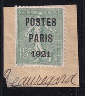 SEMEUSE PREOBLITERE PARIS 1921 VARIETE RARE "PO8TE8"  - YVERT N°28c Sur FRAGMENT - COTE = 700 EUR. - 1893-1947