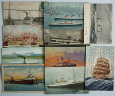 LOT 10 STEAMERS , OLD POSTCARDS - Paquebote