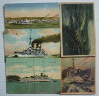 LOT 5 WAR SHIPS , OLD POSTCARDS - Guerra