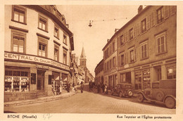 57-BITCHE- RUE TEYSSIER ET L'EGLISE PROTESTANTE - Bitche