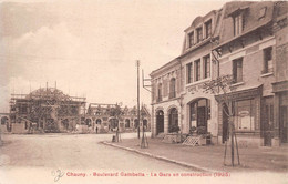 02-CHAUNY- BOULEVARD GEMBETTA- LA GARE EN CONSTRUCTION 1925 - Chauny