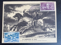 Carte Postale La Damnation De Faust Affranchie Type Chomeurs Intellectuels Oblitération Expo Poste Aérienne Paris 1943 - Gedenkstempels