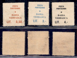 C.L.N. - Bassa Veddasca - 1945 - Posta Partigiana - 3 Valori - Gomma Integra - Altri & Non Classificati