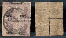 Colonie - Egeo - Emissioni Generali - 1912 - 50 Cent Michetti (2) - Quartina Usata A Patmos Il 12.1.13 - Altri & Non Classificati