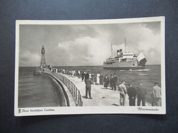 3.Reich 1938 Echtfoto AK Aus Deutschen Landen Warnemünde Hafeneinfahrt Mit Der Fähre SST Ostseebad Müritz Nach Salzburg - Fähren