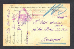 Austria, Italy WWI - Stationery For Prisoner Mail, Sent From Italian Captivity Via Wien To Budapest 17.06. 1917. Censore - Storia Postale