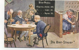 ILLUSTRATEUR - Arthur THIELE - Die Bier-Steuer (Bier-Preise/BAR/BIERE) Vierfarbendruck Clichés Von Adolf Klauss & Co - Thiele, Arthur