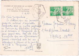 1961 - CORSE - CARTE CIVILE !  OBLITERATION HEXAGONALE BASE AERIENNE De SOLENZARA - AIR !  - - Militärstempel Ab 1900 (ausser Kriegszeiten)