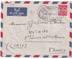 1952 - BASE AERIENNE 161 Au SENEGAL ! - ENVELOPPE FM De THIES => STE LUCIE DE TALLANO (CORSE) - Bolli Militari A Partire Dal 1900 (fuori Dal Periodo Di Guerra)