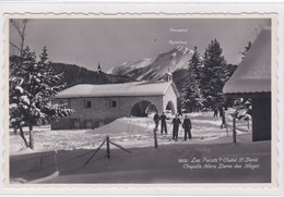 Les Paccots Sur Châtel-St-Denis En Hiver, Chapelle Notre-Dame Des Neiges.  Skieurs. Carte-photo - Chapelle