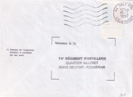 1997 - SERVICE NATIONAL - ENV. ETIQUETTE ANNULATION Du SN ! De ORLY => 1° RA à BELFORT - Military Postmarks From 1900 (out Of Wars Periods)