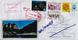 Lettre D'Andorre Adressée à Wellington Pendant épidemie Covid-19, Return To Sender,avec Vignette Prévention Covid-19 - Storia Postale