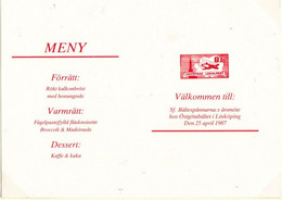 Sweden 1987 Linköping Local Post, Print Of Meny For Östgötabältet   Yearly Meeting - Emissions Locales