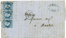 Promo 24 Aout 1855 N 14 Bande De 3 Timbres Percés En Lignes Sur Lettre De Le Havre Pour Nantes Pc 1495 - 1849-1876: Période Classique