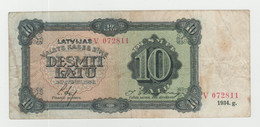 Latvia 10 Latu 1934 P-25e VF - Lettonia