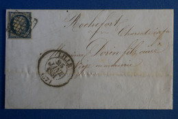 R1 FRANCE BELLE LETTRE 1851 CACHET DE LILLE POUR PARIS + N 4  AFFRANCHISSEMENT INTERESSANT - 1849-1850 Cérès