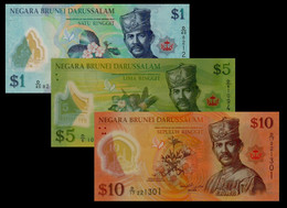 Brunei 2011 (UNC) 1 5 10 Dollar Set P35 P36 P37 - Brunei