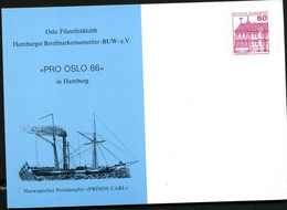 Bund PP106 C2/014 POSTDAMPFER "PRINDS CARL" NORWEGEN Hamburg 1986 - Private Postcards - Mint