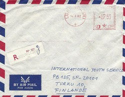 Zaire Congo 1982 Lubumbashi Meter Francotyp “Cc” F34 Blank At Top, Without Country Designation EMA Registered Cover - Oblitérés