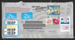 Israel Registered Cover With Nobel Prize , Eye & Flowers Stamps Sent To Peru - Lettres & Documents
