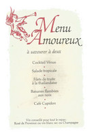 JC , MENU AMOUREUX , 4 Pages , La Cuisine De L'Amour , 3 Scans , Frais Fr 1.55 E - Menus