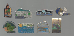 PINS PIN'S  505 FRANCE TELECOM AIX SOISSONS STRASBOURG ISOLA AB ARTHUS BERTRAND SATELLITE  LOT 8 PINS - Airships