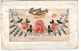 CP Brodée - Bonne Année - Love -  Enveloppe Avec Rabat - écrite 1922 - Embroidered
