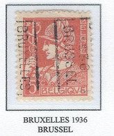 Préo Roulette 1936    -   COB 336 -  (5c. Orange BRUXELLES  1936  BRUSSEL) (Pos B) - Rollo De Sellos 1930-..