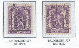 Préo Roulette 1937    -   COB 422 -  (20c. Lilas BRUXELLES  1937  BRUSSEL) (Pos A+B) - Rollo De Sellos 1930-..