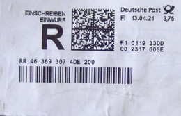 Germany - Internet Stamp + Registration Label - 13.4.2021 - EUR 3,75 - Look Scan - R- Und V-Zettel