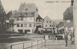CARTE POSTALE ORIGINALE ANCIENNE : DAMBACH LA PLACE DE LA MAIRIE EN 1918 (RATHAUSPLATZ)  ANIMEE BAS RHIN (67) - Dambach-la-ville