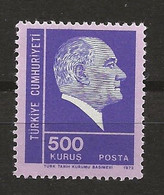 TURKEY 1972 Kemal Ataturk 500 K   Unificato Cat. N° 2047 Absolutely MNH ** - Andere & Zonder Classificatie