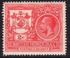 British Honduras 1921 Peace Commemoration 2c Rose-red, Heavily Hinged Mint, SG 121 (WI2) - British Honduras (...-1970)