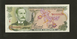 Costa Rica, 5 Colones, 1968-1992 Issue - Costa Rica