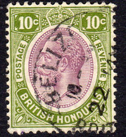 British Honduras 1922 10c Purple & Sage-green, Wmk Multiple Script CA, Used, SG 132 (WI2) - British Honduras (...-1970)