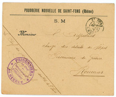 RHONE ENV 1916 ST FONS DETACHEMENT PRISONNIERS DE GUERRE DE ST FONS POUDRERIE NOUVELLE DE ST FONS (ENTETE) - 1877-1920: Periodo Semi Moderno