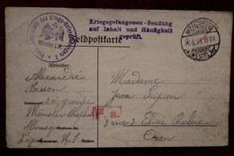 1915 KRIEGSGEFANGENEN POST Läger Münster Nach ORAN Algérie France Algerien Cover WW1 WK1 Censure - Lettres & Documents