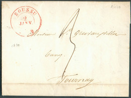LAC De BOUSSU Du 2 Janvier 1839 Vers Tournay ; Port De 3 Décimes - 17845 - 1830-1849 (Belgique Indépendante)