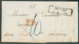 LAC De LENNEP Le 6 Avril 1856 Vers Verviers - Verso : Dc Rouge ALLEMAGNE PAR VERVIERS - 17846 - Officinas De Paso