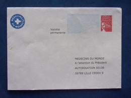 Enveloppes Réponse Marianne Du 14 Juillet Luqet Médecin Du Monde - Prêts-à-poster:Answer/Luquet