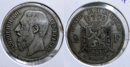 BELGIUM 2 FRANCS 1867 (with Cross On Crown) Km#30.01 SILVER (G#02-05) - 5 Francs