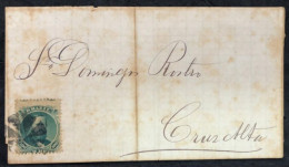 Brazil 1860s Fold Cover Sent To Cruz Alta Rio Grande Do Sul State Stamp RHM-27A Emperor D. Pedro II 100 Réis - Lettres & Documents