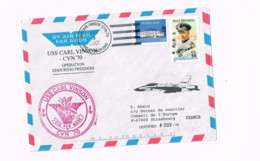 Operation "Enduring Freedom" USS Carl Vinson.Expédié à Strasbourg.(Conseil De L'Europe) - Lettres & Documents
